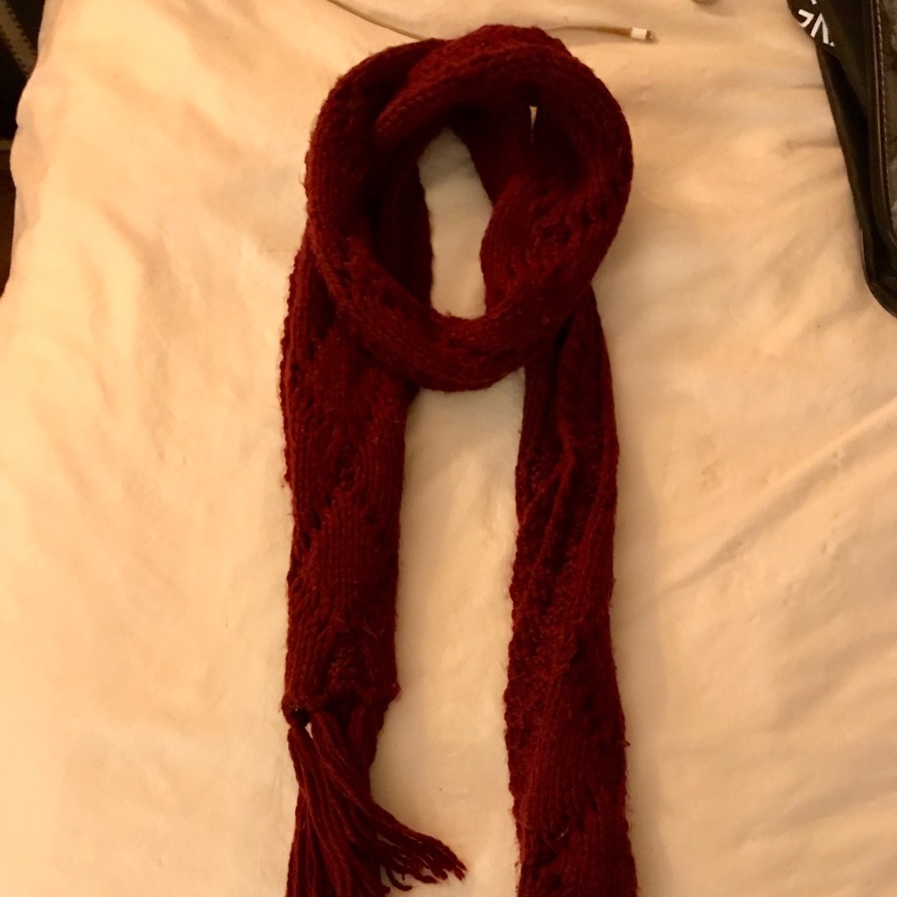 Dark Red Knit Scarf